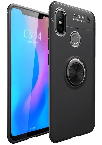 Case 4U Xiaomi Mi 8 SE Kılıf Yüzüklü Darbeye Dayanıklı (Mıknatıslı Araç Tutucu Uyumlu) Siyah