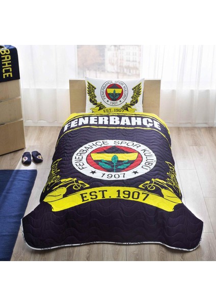 Fenerbahçe FB Logo Tek Kişilik Yatak Örtüsü Seti
