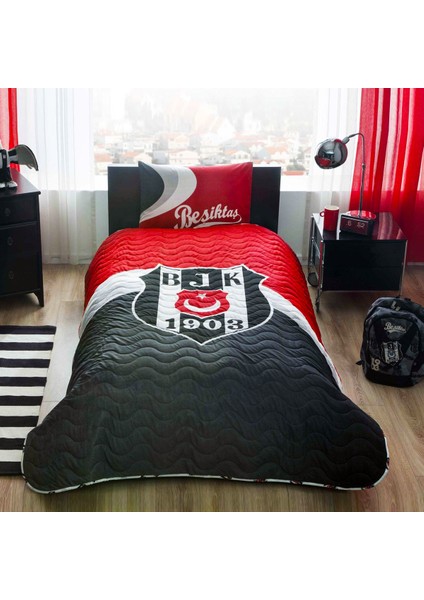 Beşiktaş Logo Tek Kişilik Lisanslı Yatak Örtüsü Seti