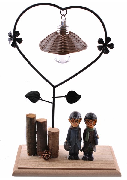 Romantik Çift Temalı Büyük Boy Masa Lambası Biblo