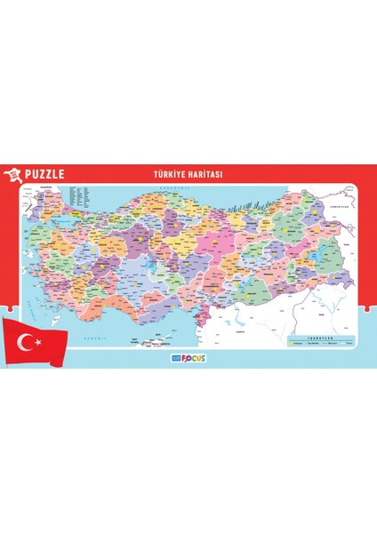 Blue Focus 56x30 cm Büyük Boy Türkiye Haritası Puzzle