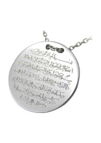 Ayetel Kürsi Yazılı Dualı Plaka Kolye Bayan Gümüş Kolye 496Dn
