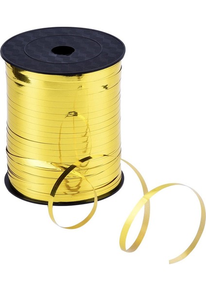 Parlak Metalik Şerit Rafya 8mmx200mt Gold