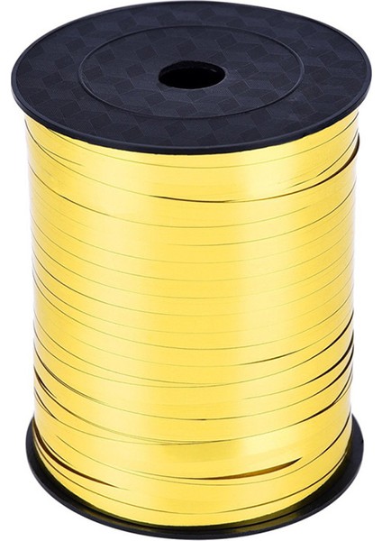 Parlak Metalik Şerit Rafya 8mmx200mt Gold