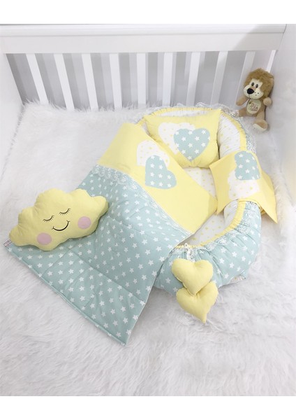 Jaju Baby Babynest Yeşil Yıldızlı Lüx Tasarım Baby Nest Set