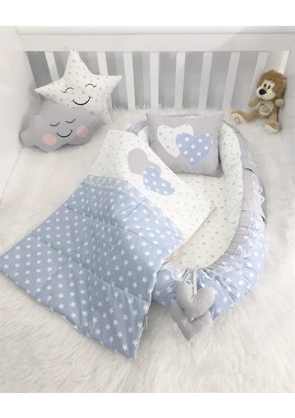 Jaju Baby Babynest Mavi Yıldızlı Lüx Tasarım Baby Nest Set