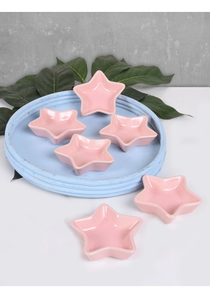 Mat Açık Pembe Mini Yıldız Çerezlik/Sosluk 8 Cm 6 Adet