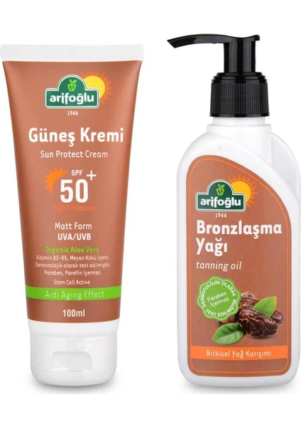 Güneş Kremi 50 SPF ve Bronzlaşma Yağı (Pet Şişe)