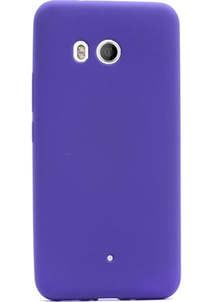 HTC U11 Premier Silikon Kılıf Mat Kılıf Nano Glass Ekran Koruyucu Mor