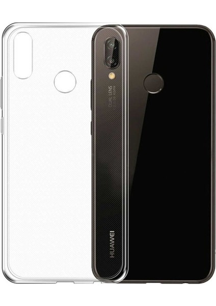 Huawei P20 Lite Kılıf 0.2 mm Silikon İnce Silikon Nano Glass Şeffaf