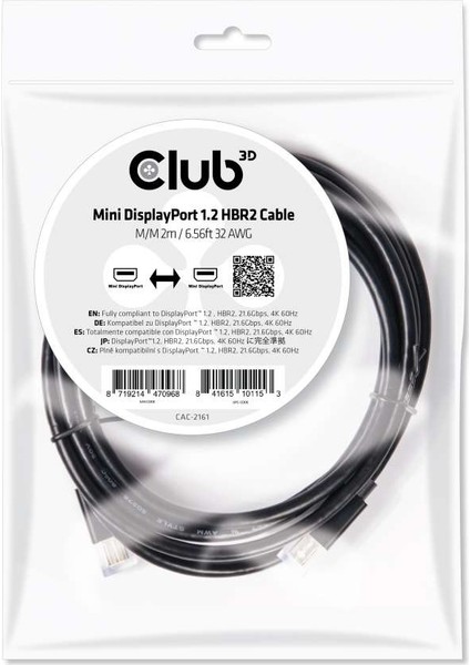 Mini DPPort 1.2 HBR2 Kablo M/M 2m/6,56ft CAC-2161 modelleri