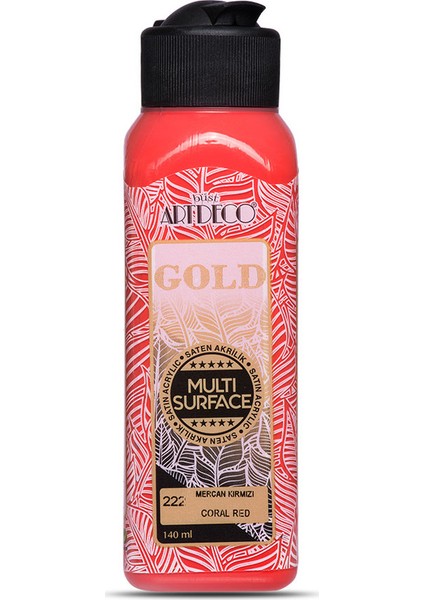 Gold Multi Surface Satin Akrilik Boya 140ml 222 Mercan Kırmızı