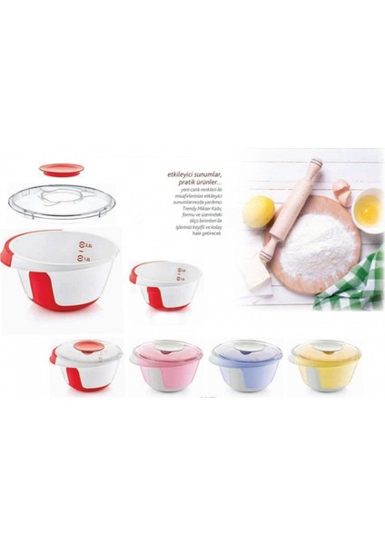 Trendy Kapaklı Mikser Kabı Çift Renkli 2.5 Lt. DC-370