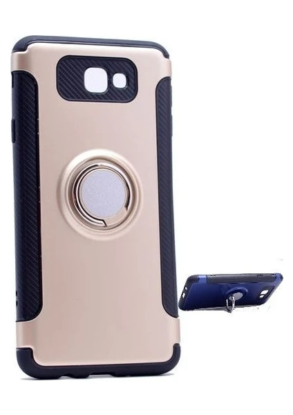 Case 4U Samsung Galaxy J5 Prime Kılıf Yüzüklü Darbeye Dayanıklı Altın (Mıknatıslı Araç Tutucu Uyumlu)