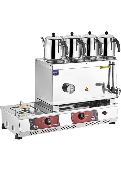 Doğalgazlı Çay Kazanı Dört Demlikli 43 L Remta Çay Ocağı Makinesi