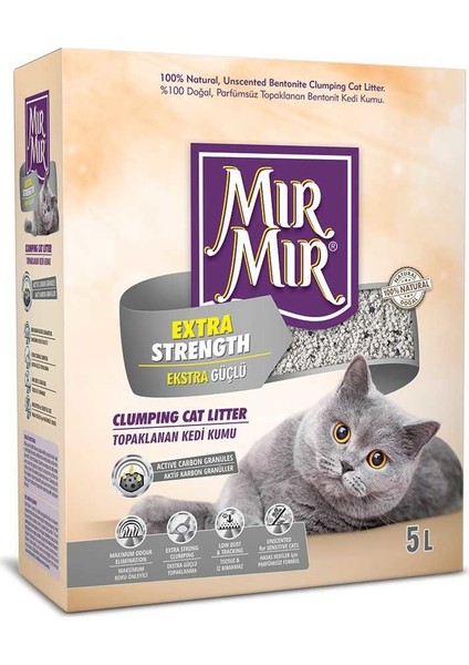 Mırmır Extra Strength Süper Topaklanan Kedi Kumu 5 Lt