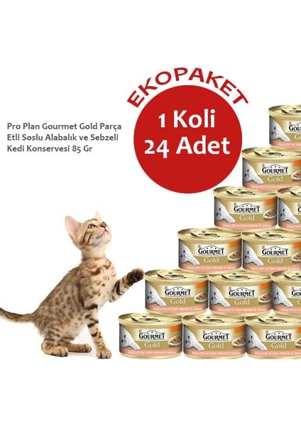 Gourmet Gold Alabalıklı ve Sebzeli Yetişkin Kedi Konservesi 85 Gr X24 Adet