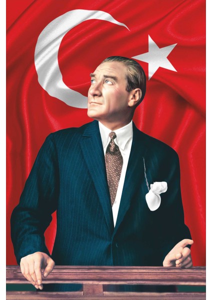 Gönder Bayrak Atatürk Kristal Parlak Saten Flama 50 x 75 cm