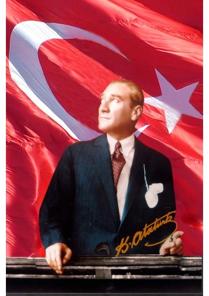 Gönder Bayrak Atatürk Kristal Parlak Saten Flama 50 x 75 cm