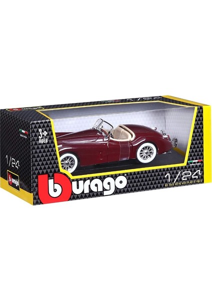 Burago 1/24 Ölçek 1951 Jaguar XK 120 Roadster Klasik Model Araba - Kırmızı