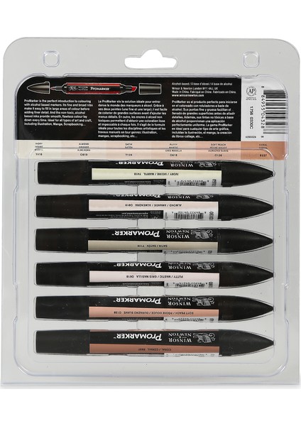 Winsor & Newton Promarker Grafik Kalemi 6'Lı Set Skin Tones