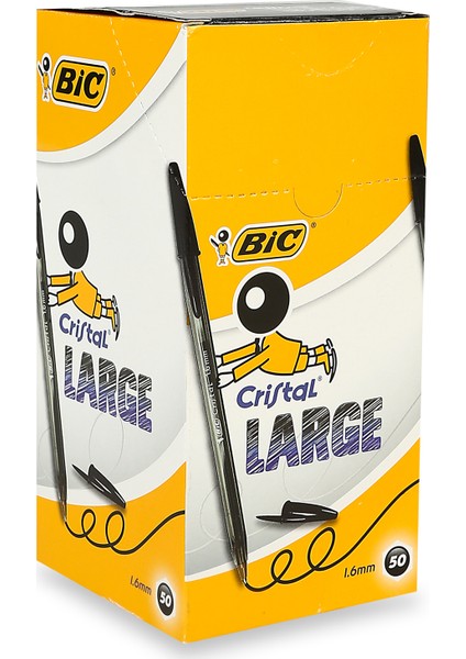 Cristal Large Tükenmez Kalem 50'li Kutu - Siyah