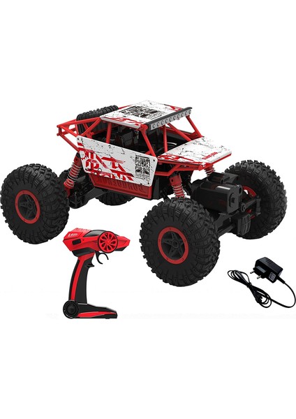 R/C 1:18 Rock Crawler 4x4 WD Uzaktan Kumandalı Araba Buggy Jeep - Kırmızı