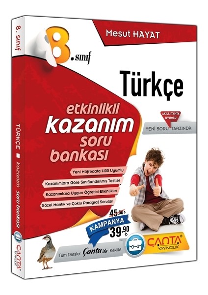 8. Sınıf Türkçe Etkinlikli Kazanım Soru Bankası 2019 Yeni Müfredat