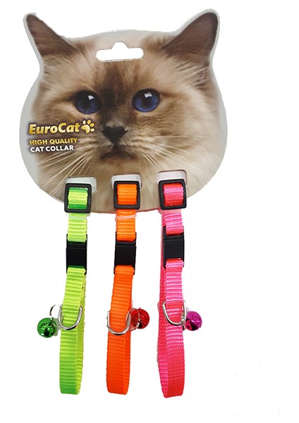 EuroCat Kedi Boyun Tasması Renkli10 mm 28 cm 3'lü