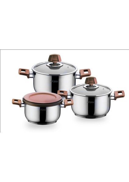 9 Prç Piazza Çelik Tencere Set Rose Gold