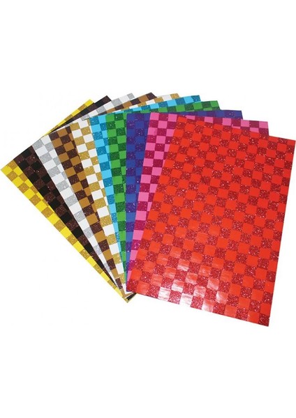 Simli Kare Desenli Kağıt 10 Renk 10 Lu 20 x 30 cm