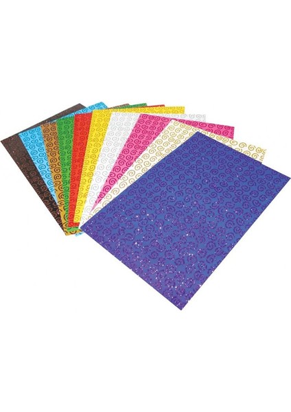 Simli Üçgen Desenli Kağıt 10 Renk 10 Lu 20 x 3 cm