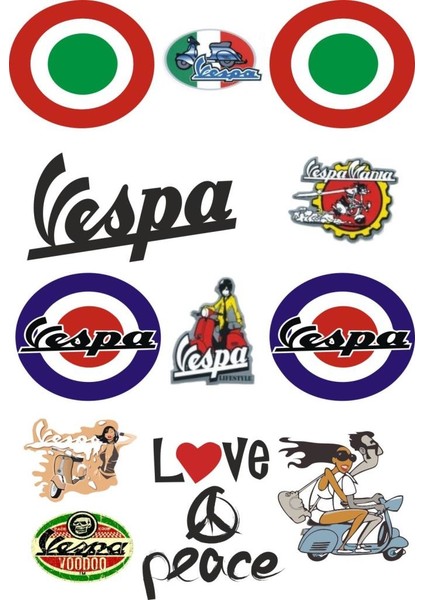 Sticker Master Vespa Sticker Seti Oto Motor Pc Etiket