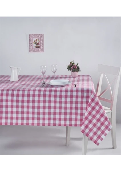 Denizli Concept Kareli Masa Örtüsü 160X160 Pembe