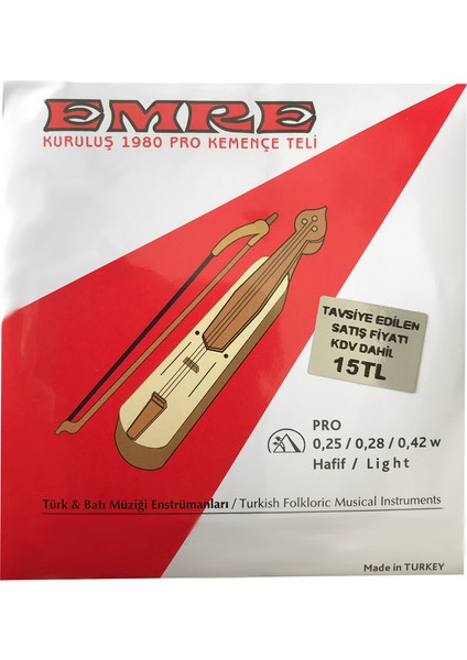 Emre 0.25 / 0.28 / 0.42 Light Pyramid Takım Tel Kemençe Teli