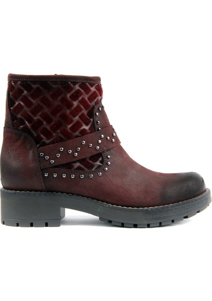 Bordo Kadın Nubuk Bot