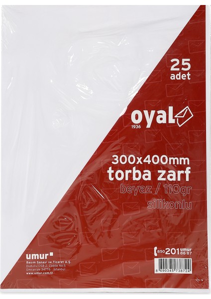 Torba Zarf Beyaz Silikonlu 300 x 400Mm 110Gr 25'li Paket