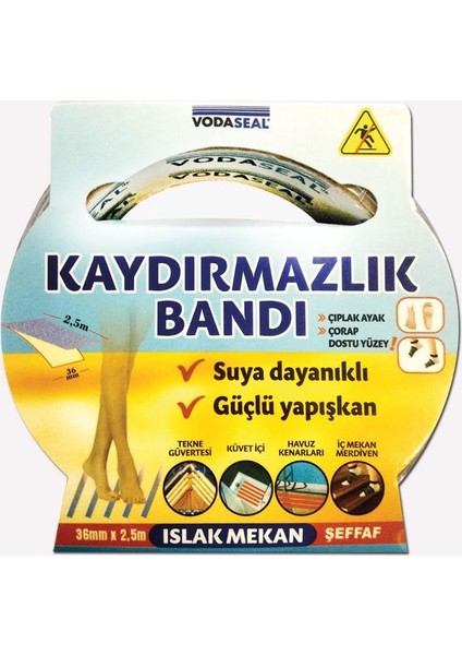 Islak Mekan Kaydırmazlık Bandı 36Mm X 2,5M Şeffaf