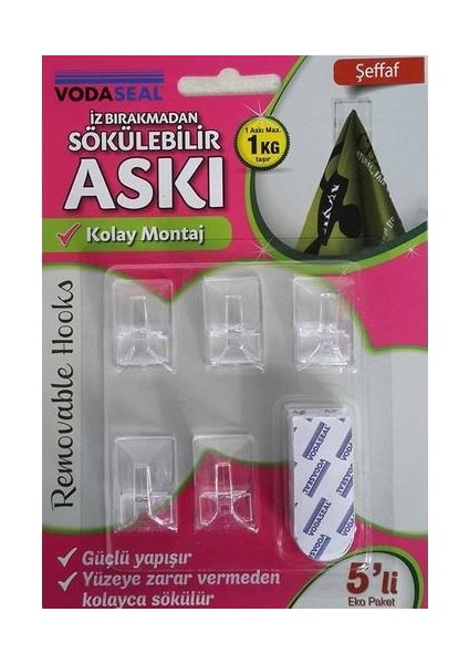 İz Bırakmadan Sökülebilir Askı Beyaz 3 Lü Eko Paket Max 0,75 Kg
