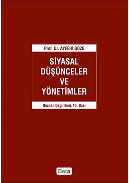 Siyasal Düşünceler ve Yönetimler - Ayferi Göze