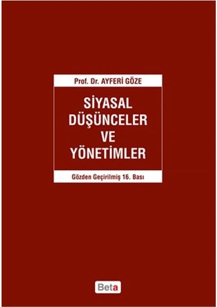 Siyasal Düşünceler ve Yönetimler - Ayferi Göze