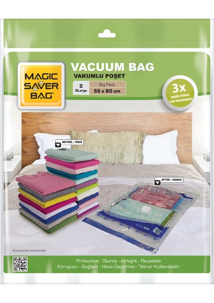 Magic Saver Bag 2'li Vakumlu Poşet Seti (XL)