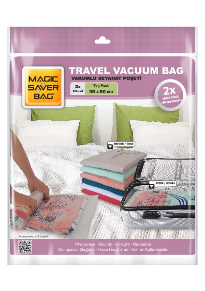 Magic Saver Bag 2'li Seyahat Vakumlu Poşet Seti (XS)