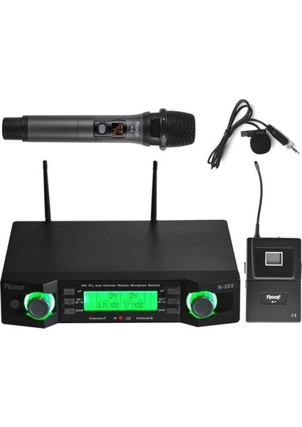 R-203 (El + Yaka) 2 Kanal Uhf El Yaka Tipi Kablosuz Mikrofon