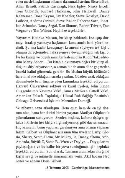 Mutluluk Beyinde Başlar - Daniel Gilbert