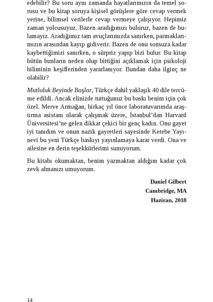Mutluluk Beyinde Başlar - Daniel Gilbert