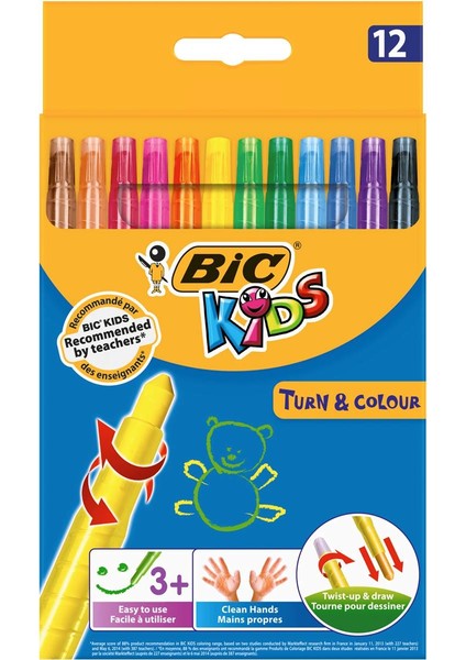 BIC ÇEVİRMELİ MUM BOYA 12 RENK