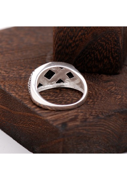 Onix Ve Markazit Taşlı Tasarım Gümüş Yüzük 2281 fiyatları