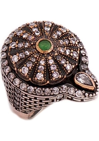 Elmas Montürlü Tasarım Gümüş Yüzük 49