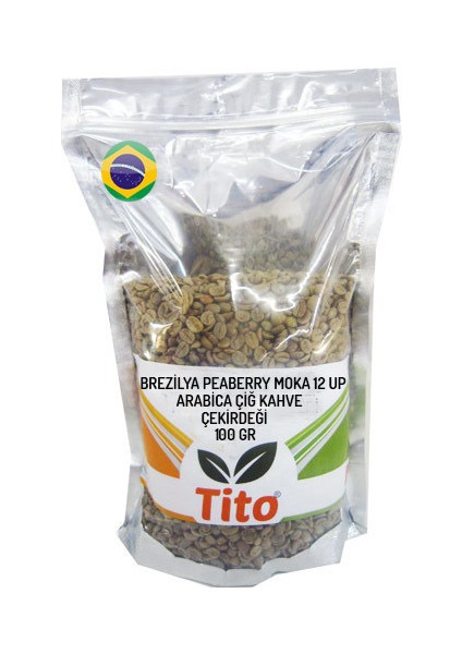 Brezilya Peaberry Moka 12 Up Arabica Çiğ Kahve Çekirdeği - 100 gr